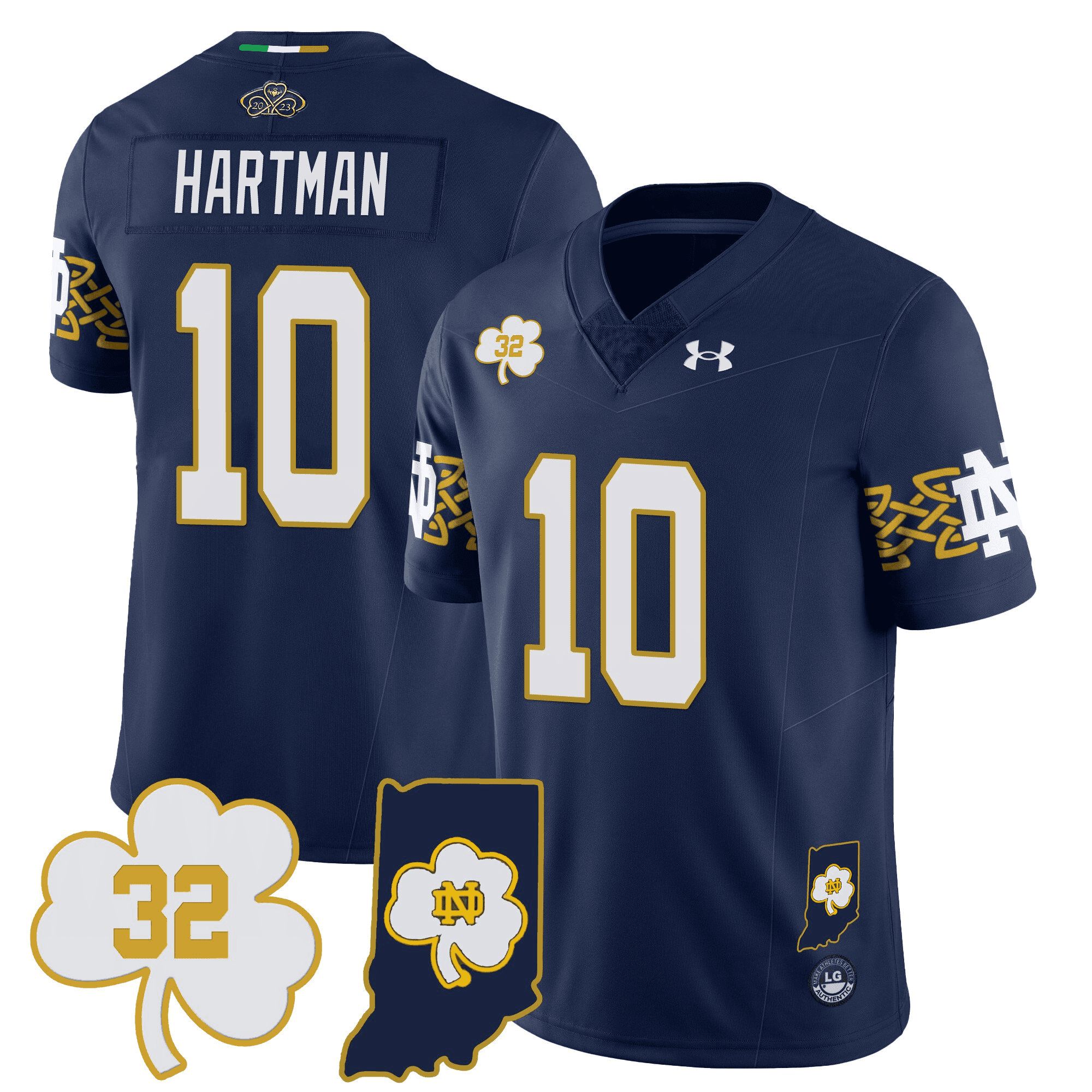 Men Notre Dame Fighting Irish #10 Hartman Drak Blue 2024 Vapor Limited NCAA Jersey style 1